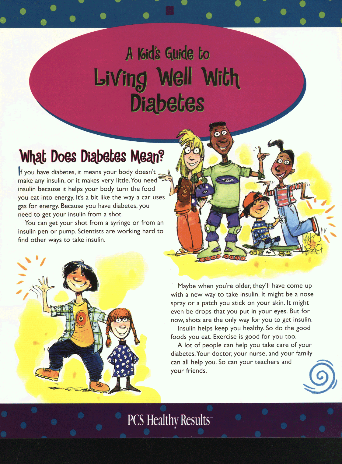 page one of diabetes for kids brochure