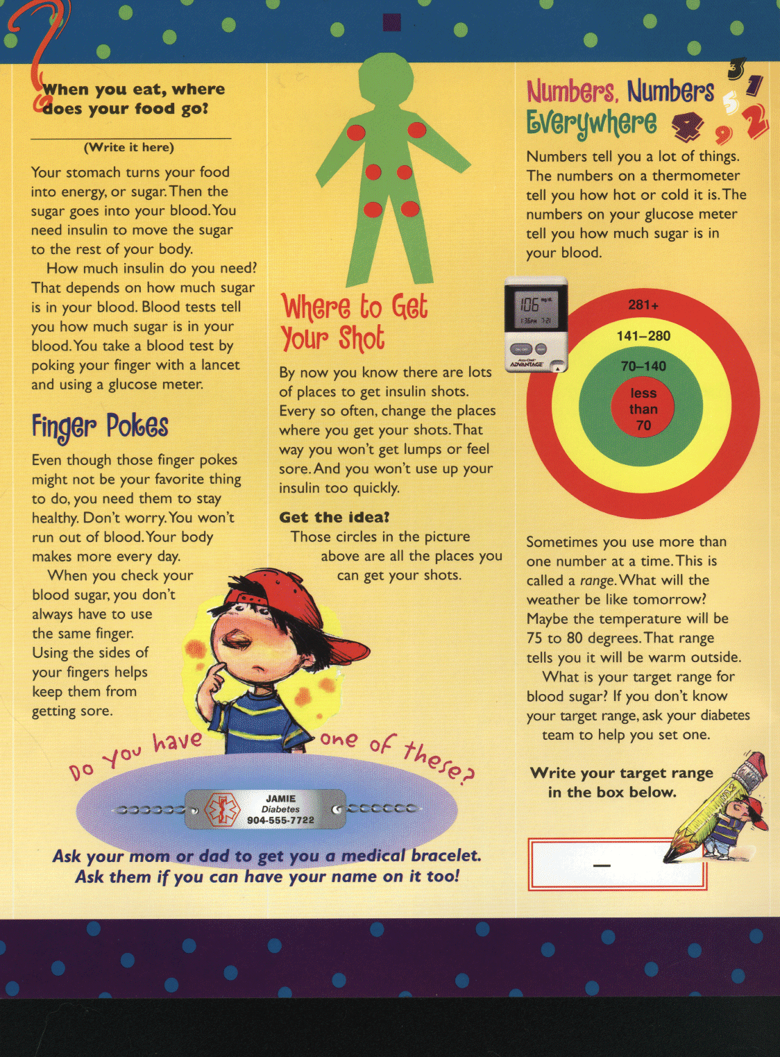 page one of diabetes for kids brochure